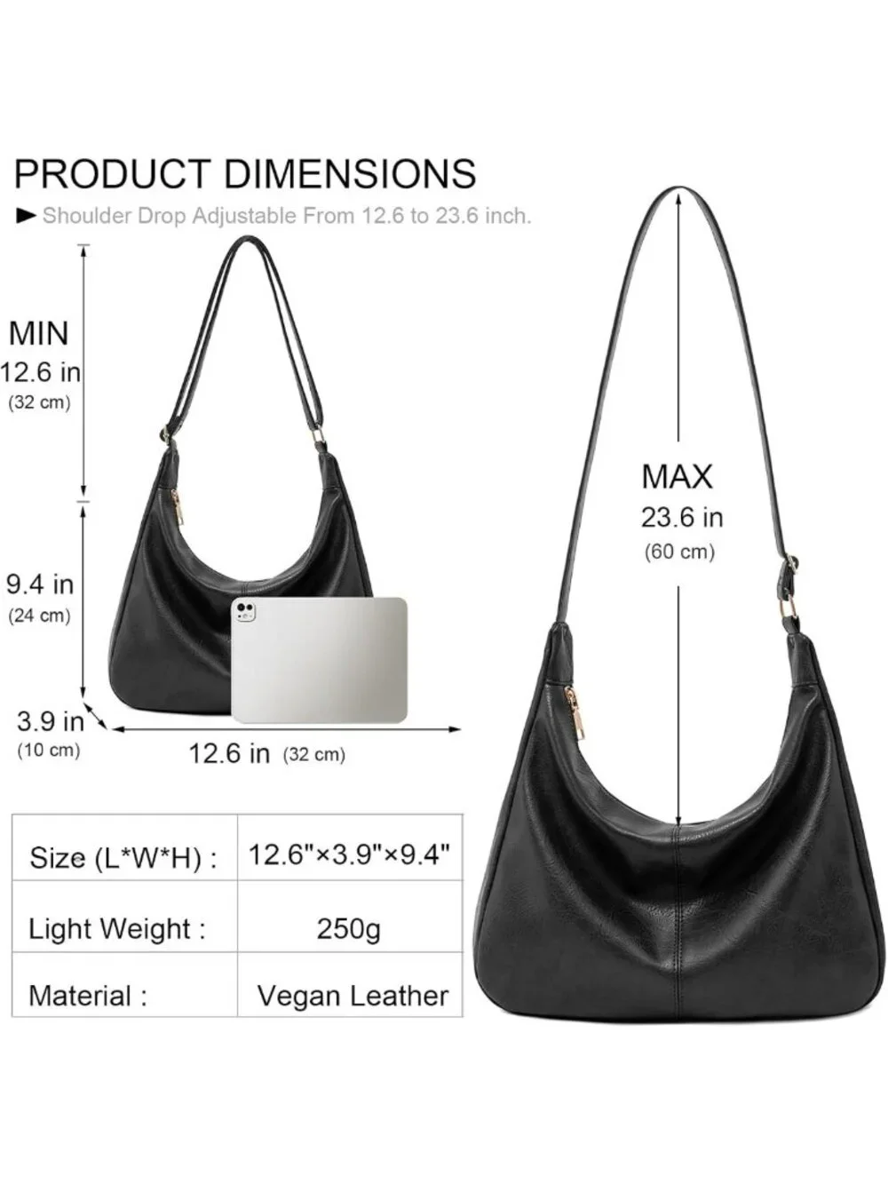Stylish Foldable Hobo Bag for Women - Versatile Shoulder & Crossbody Handbag